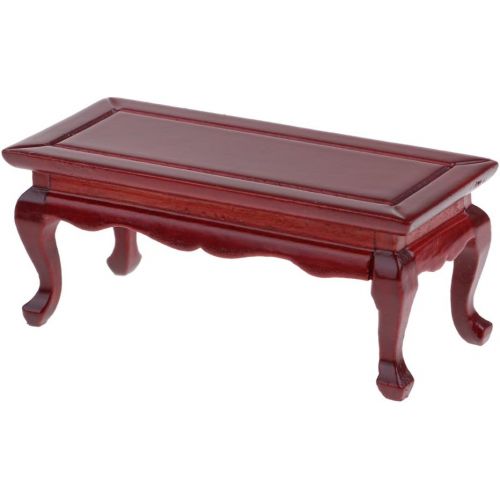  Homyl 1:12 Red Wooden End Table Coffee Table Furniture Model Dollhouse Decor