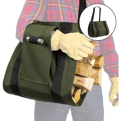  Homyl Canvas Log Carrier Tote 37.40x18.11inch Hearth Stove Tools Firewood Bag for Barbecues Picnic