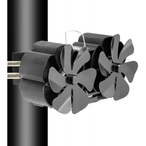  Homyl Dual 6 Blades Fireplace Fan, Fuel Cost Saving Eco Friendly Silent Heat Powered Stove Fan for Wood/Log Burner/Fireplace Total 12 Blades