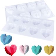 [아마존베스트]HomyPlaza Silicone Heart Diamond Shaped Cake Mold Tray for Baking Chocolate Fondant Wedding Engagement Valentines Day (8 cavities Diamond Heart)