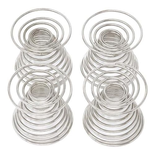  Honbay 4PCS Stainless Steel Spring Wire Tray Egg Cups Holder Serving Cup Egg Tray for Egg (silver)