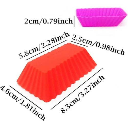  Honbay 12PCS Silicone Rectangular Reusable Cake Cup Sets Baking Cups Nonstick Liner Molds Cupcake Baking Molds for Making Muffin, Chocolate, Bread (83 x 46 x 20mm)