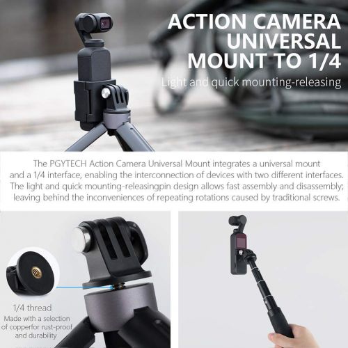  Honbobo PGYTECH Universal Montieren Adapter-Kit fuer DJI Osmo Pocket, Verlangerungsadapter fuer die meisten Osmo Pocket Zubehoer, sowie Stativ, Gurthalter, Selfie-Stick