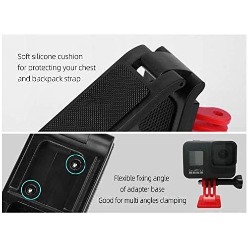  [아마존베스트]Honbobo Backpack Clip Mount Holder Compatible with Insta360 One R/for GoPro Hero 9 8, 7, 6, 5, 4, Session, 3+, 3, 2, 1, Hero (2018), Fusion/Osmo Action Cameras