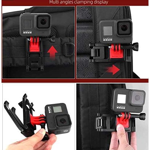  [아마존베스트]Honbobo Backpack Clip Mount Holder Compatible with Insta360 One R/for GoPro Hero 9 8, 7, 6, 5, 4, Session, 3+, 3, 2, 1, Hero (2018), Fusion/Osmo Action Cameras