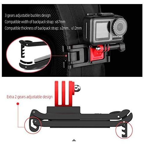  [아마존베스트]Honbobo Backpack Clip Mount Holder Compatible with Insta360 One R/for GoPro Hero 9 8, 7, 6, 5, 4, Session, 3+, 3, 2, 1, Hero (2018), Fusion/Osmo Action Cameras
