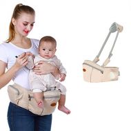 Honch Baby Hip Seat Carrier Baby Waist Stool for Child Infant Toddler with Adjustable Strap Buckle Pocket Soft Inner Huge Storage (Khaki)