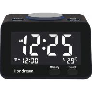 Hondream Digital LCD USB Alarm Clock USB Charger, Snooze, Dimmer, Thermometer, Adjustable Alarm Sound Battery Backup (Memory Set Only) Bedrooms