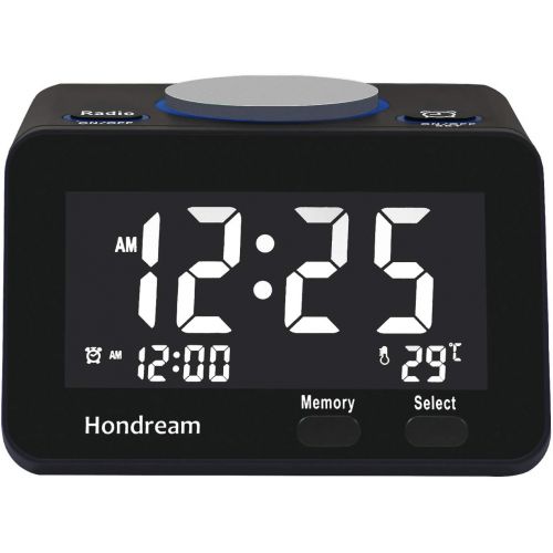  Hondream Digital LCD USB Alarm Clock USB Charger, Snooze, Dimmer, Thermometer, Adjustable Alarm Sound Battery Backup (Memory Set Only) Bedrooms