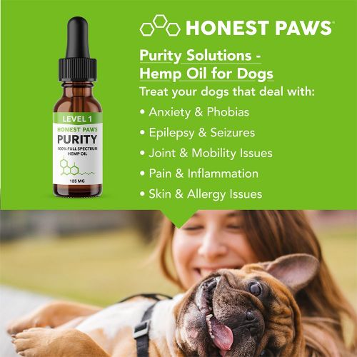  Honest Paws - Purity | Premium Full Spectrum Hemp Oil Tincture for Dogs | Alleviates Dog Pain, Allergies, and Anxiety | High Quality All Natural Pure Hemp Oil - 500 mg