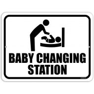 [아마존베스트]Honey Dew Gifts Restroom Sign, Baby Changing Station 9 inch by 12 inch Metal Aluminum Baby Changing Station Sign for Business, Made in USA