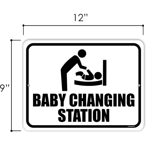 [아마존베스트]Honey Dew Gifts Restroom Sign, Baby Changing Station 9 inch by 12 inch Metal Aluminum Baby Changing Station Sign for Business, Made in USA