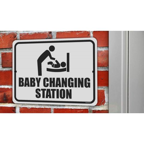  [아마존베스트]Honey Dew Gifts Restroom Sign, Baby Changing Station 9 inch by 12 inch Metal Aluminum Baby Changing Station Sign for Business, Made in USA