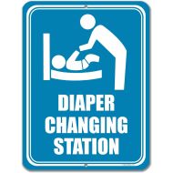 [아마존베스트]Honey Dew Gifts Restroom Sign, Diaper Changing Station 9 inch by 12 inch Metal Aluminum Baby Changing Station Sign for Business, Made in USA