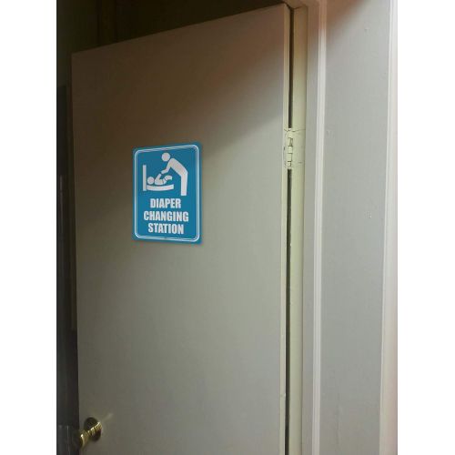  [아마존베스트]Honey Dew Gifts Restroom Sign, Diaper Changing Station 9 inch by 12 inch Metal Aluminum Baby Changing Station Sign for Business, Made in USA