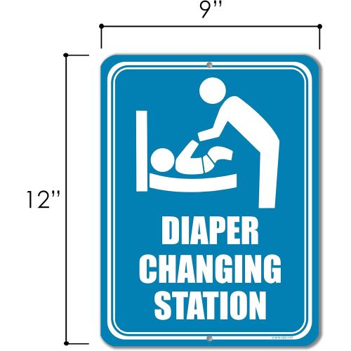  [아마존베스트]Honey Dew Gifts Restroom Sign, Diaper Changing Station 9 inch by 12 inch Metal Aluminum Baby Changing Station Sign for Business, Made in USA