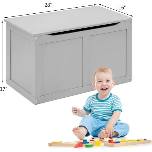 HONEY JOY Kids Wooden Toy Box, 2 In 1 Large Toy Storage Truck Bench with Flip Top Lid, 2 Safety Hinges & Groove Handle, Toddler Big Toy Chest for Playroom & Bedroom, Gift for Boys