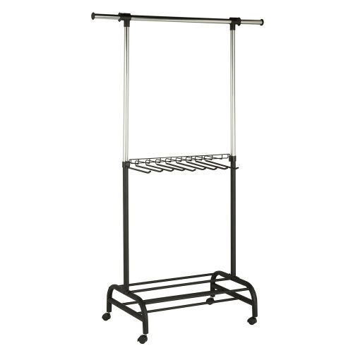  Honey-Can-Do GAR-03397 Adjustable Expandable Garment Valet Rack with Locking Wheels