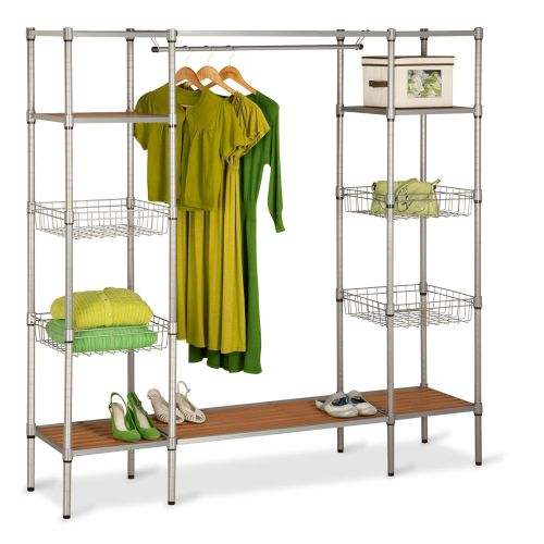  Honey-Can-Do WRD-02350 Freestanding Steel Closet System with Basket Shelves, 67 by 68-Inch