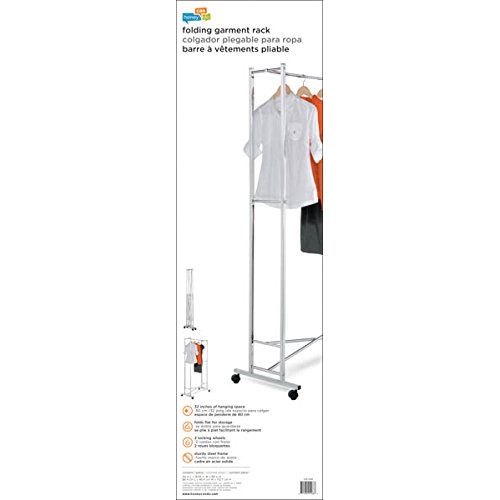  Honey-Can-Do GAR-01268 Deluxe Collapsible Garment Rack on Locking Casters, Chrome Finish