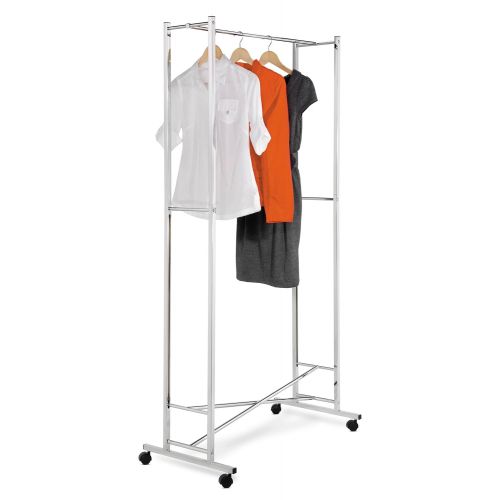  Honey-Can-Do GAR-01268 Deluxe Collapsible Garment Rack on Locking Casters, Chrome Finish