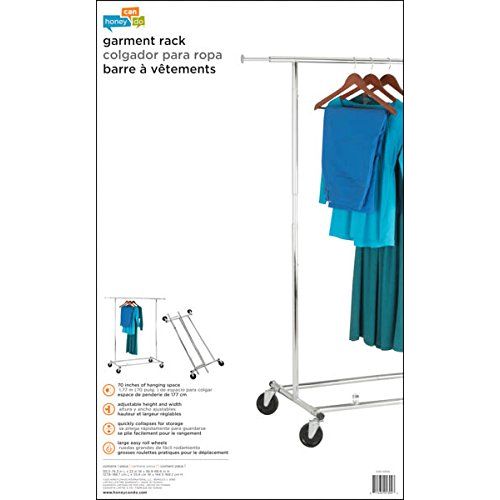  Honey-Can-Do GAR-01304 Collapsible Commercial Garment Rack with Wheels, Chrome