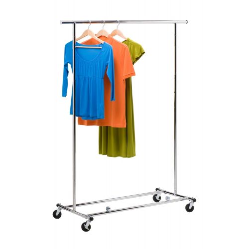  Honey-Can-Do GAR-01304 Collapsible Commercial Garment Rack with Wheels, Chrome