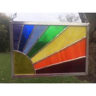 HoneyDewGlass Stained Glass Rainbow, 5 X 7 1/2, Sunrise, Sunset, Sun Catcher, Childrens, Baby Room, Retirement, Graduation, Shower, Honey Dew Glass,