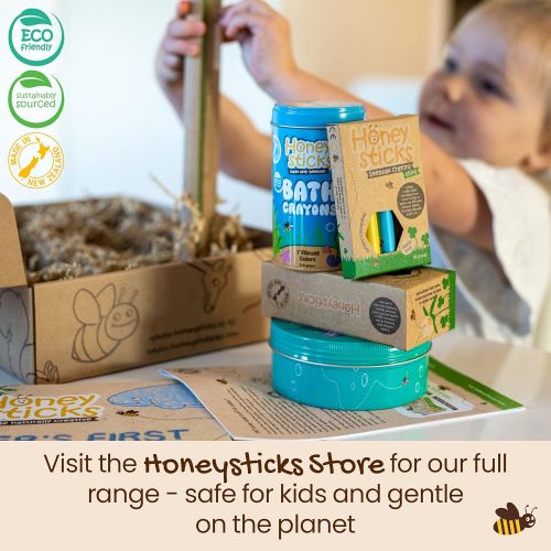  Honeysticks 100% Pure Beeswax Crayons Natural, Safe for Toddlers, Kids and Children, Handmade in New Zealand, for 1 Year Plus (12 Pack)