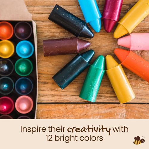  Honeysticks 100% Pure Beeswax Crayons Natural, Safe for Toddlers, Kids and Children, Handmade in New Zealand, for 1 Year Plus (12 Pack)