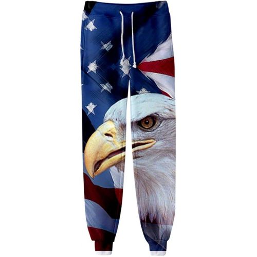  할로윈 용품Honeystore American Flag Sweatshirt Sweatpants Joggers Set Cat Skull Tracksuit