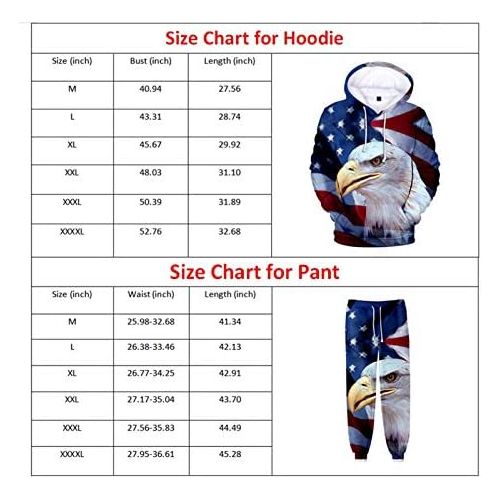  할로윈 용품Honeystore American Flag Sweatshirt Sweatpants Joggers Set Cat Skull Tracksuit