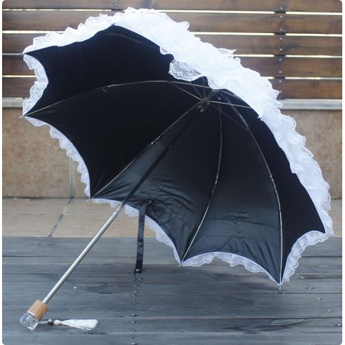  Honeystore Two Folding Lace Embroidered Wedding Umbrella Decoration Sun Parasol Blue