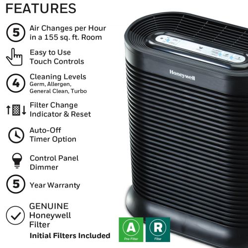  Honeywell True HEPA Allergen Remover HPA100, Black