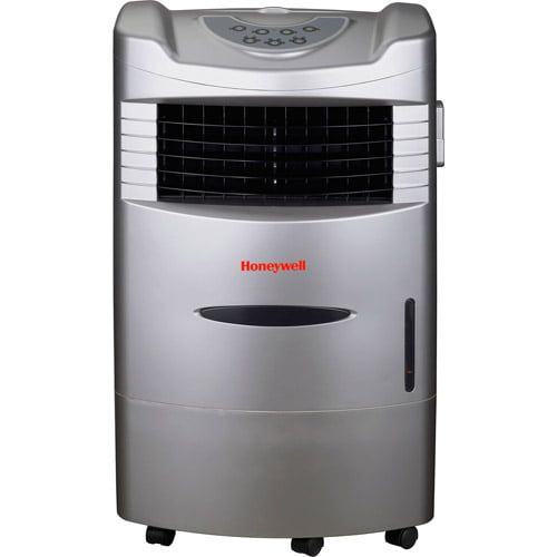  Honeywell 470-659CFM Portable Evaporative Cooler, Fan & Humidifier with Ice Compartment & Remote, CL201AE, Silver