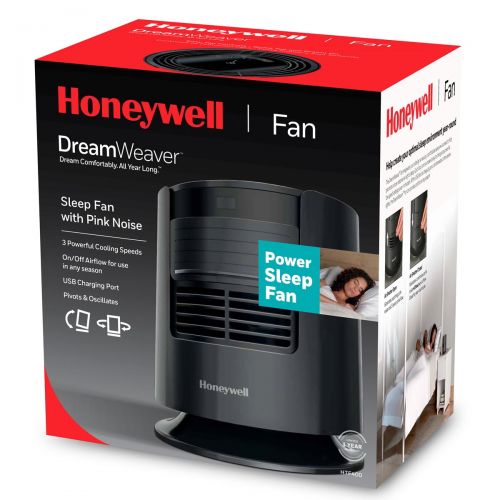 Honeywell Dreamweaver Sleep Tower 13 Fan with Pink Noise, Htf400, Black