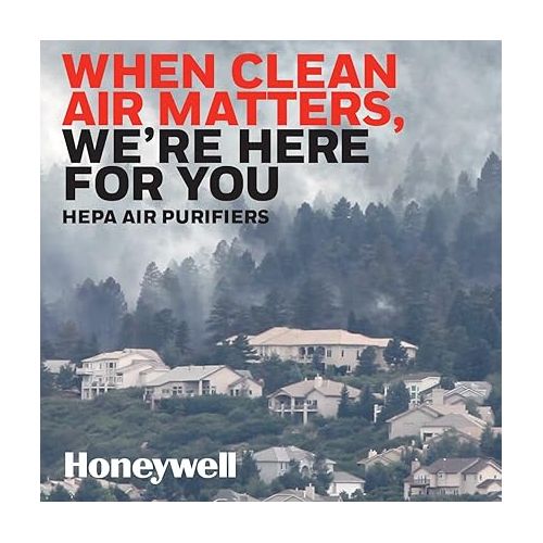  Honeywell AllergenPlus HEPA Tower Air Purifier, Airborne Allergen Reducer for Small Rooms (75 sq ft), Black - Wildlfire/Smoke, Pollen, Pet Dander, and Dust Air Purifier, HPA060