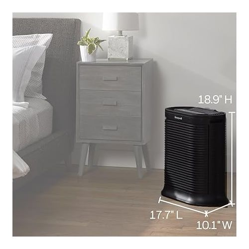  Honeywell HPA200 HEPA Air Purifier for Large Rooms - Microscopic Airborne Allergen+ Reducer, Cleans Up To 1500 Sq Ft in 1 Hour - Wildfire/Smoke, Pollen, Pet Dander, and Dust Air Purifier - Black