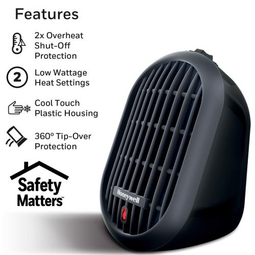  Honeywell HCE100B Heat Bud Ceramic Personal Heater, Black