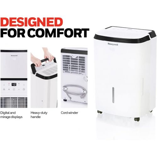  Honeywell TP30WKN Energy Star Dehumidifier for Small Room & Crawl Spaces up to 1000 sq ft with Anti-Spill Design & Filter Change Alert, White