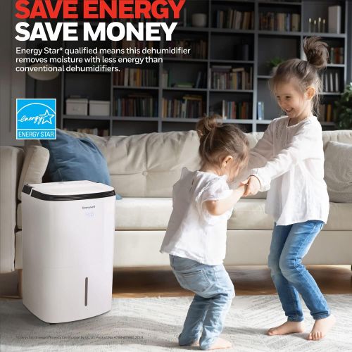  Honeywell TP30WKN Energy Star Dehumidifier for Small Room & Crawl Spaces up to 1000 sq ft with Anti-Spill Design & Filter Change Alert, White