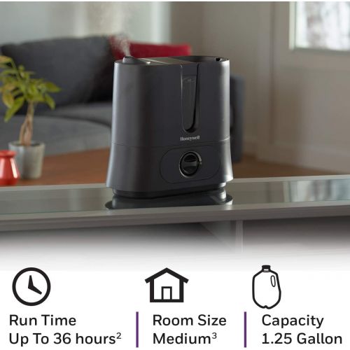  Honeywell Top Fill Cool Mist Humidifier Black Ultra Quiet with Auto Shut-Off, Variable Settings, Removeable Tank & Rotating Mist Nozzle for Medium to Large Rooms, Bedroom, Baby Roo