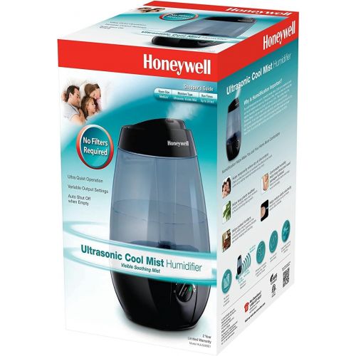  Honeywell HUL535B Cool Mist Humidifier Black Filter Free with Auto Shut-Off & Variable Settings for Medium Room, Bedroom, Baby Room