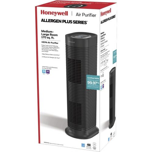  Honeywell HPA160 Tower Air Purifier HEPA Allergen Remover, Medium-Large Room,Black