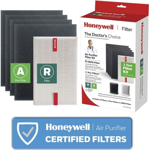  Honeywell True HEPA Air Purifier with Allergen Remover-Black, HPA100, Medium Room True HEPA Value Combo Pack for HPA100 Series air Purifier Filter, Grey