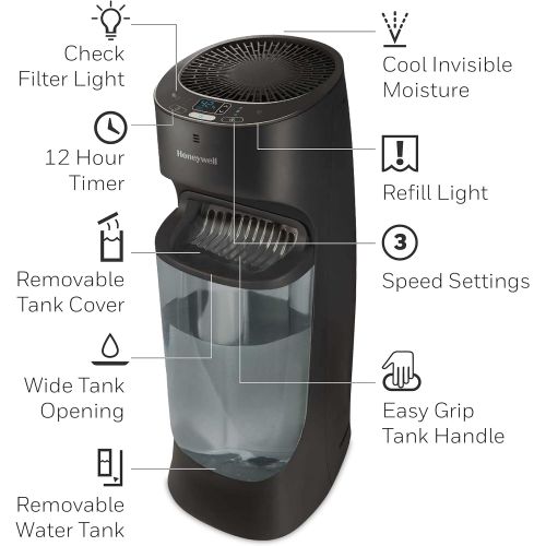  [아마존베스트]Honeywell Top Fill Digital Humidistat Tower Humidifier, Black