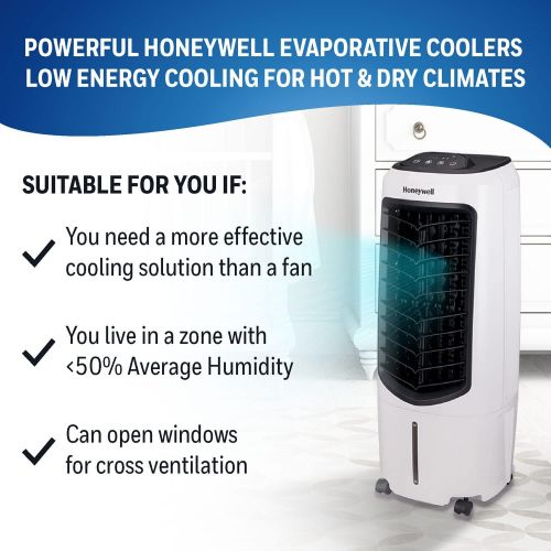  Honeywell 194 CFM Indoor Evaporative Air Cooler (Swamp Cooler) with Remote Control in White