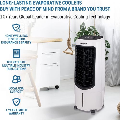  Honeywell 194 CFM Indoor Evaporative Air Cooler (Swamp Cooler) with Remote Control in White