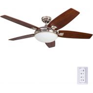 [아마존베스트]Honeywell Ceiling Fans Honeywell Carmel 48-Inch Ceiling Fan with Integrated Light Kit and Remote Control, Five Reversible California Redwood/Mendoza Rosewood Blades, Brushed Nickel