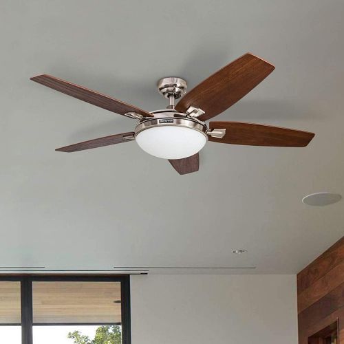  [아마존베스트]Honeywell Ceiling Fans Honeywell Carmel 48-Inch Ceiling Fan with Integrated Light Kit and Remote Control, Five Reversible California Redwood/Mendoza Rosewood Blades, Brushed Nickel